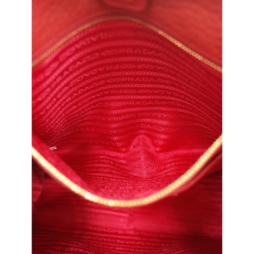 Prada Vitello Daino leather shopping tote bag pebbled leather Red - Picture 8 of 9